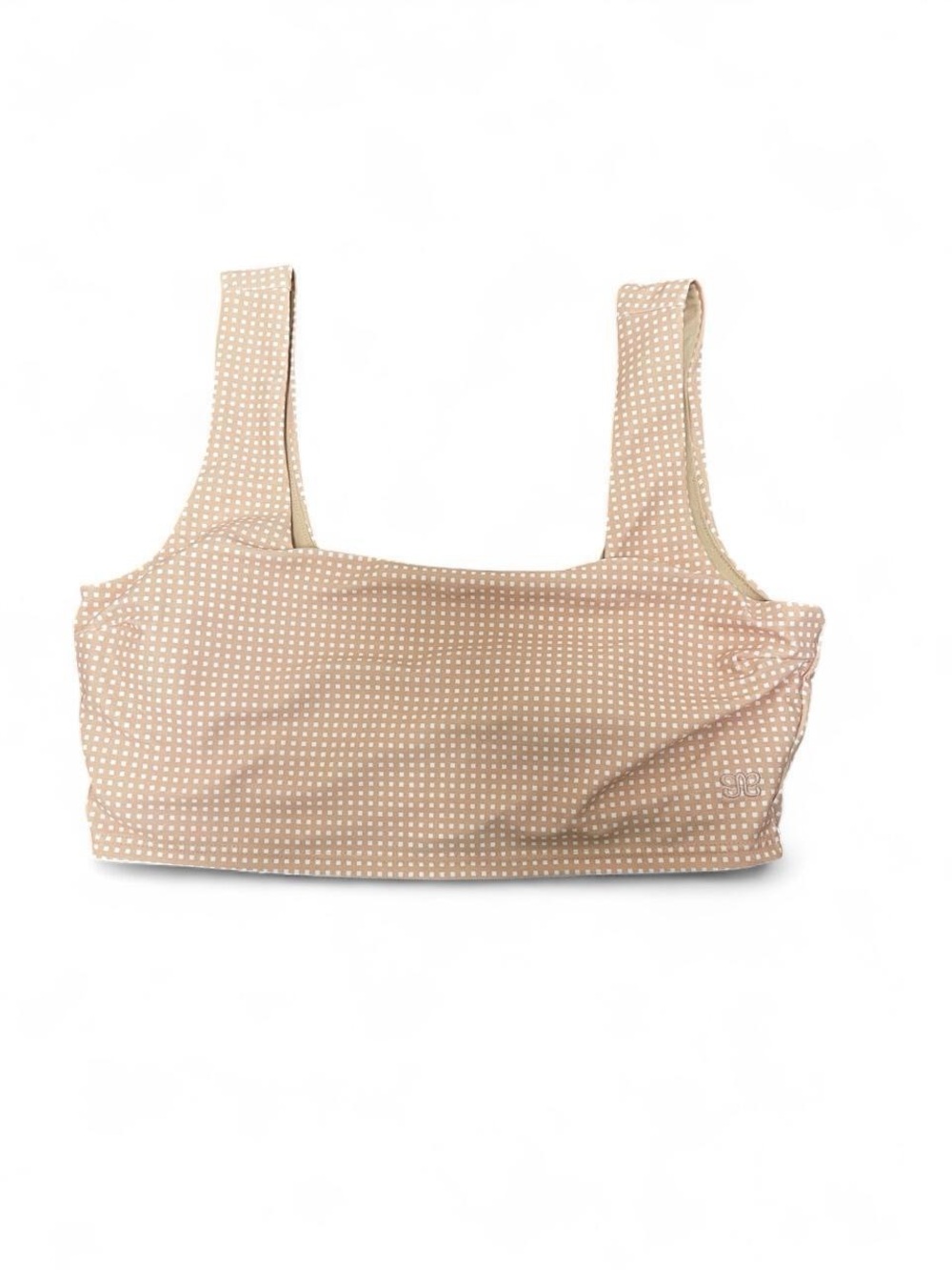 Albion Pink (Beige) with white Grid Pattern Swim Top Size M